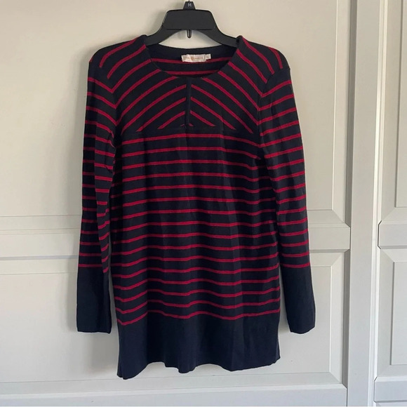 Tory Burch Seraphina Striped Wool Tunic Sweater 30772 - Picture 2 of 5